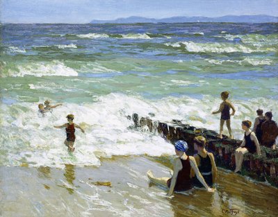 Baden bij de golfbreker door Edward Henry Potthast