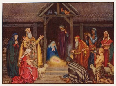 Kerstliederen: De geboorte door Eleanor Fortescue Brickdale