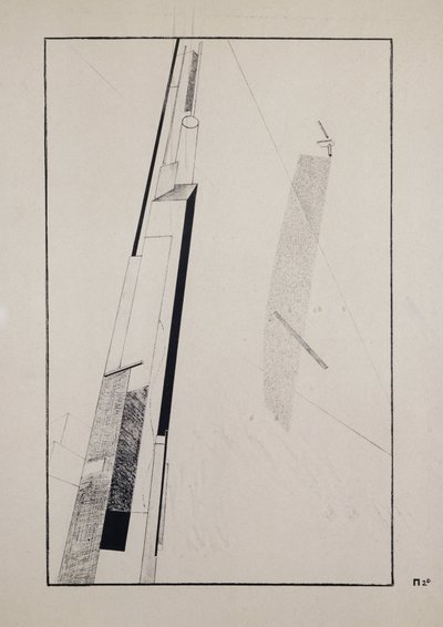 Proun 2 D door Eliezer Markowich Lissitzky