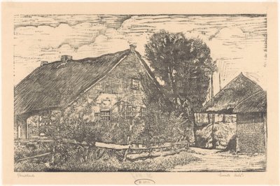 Boerderij met hooischuur door Emilius Wilhelmus Dehé (signed by artist)