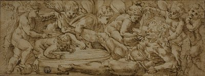 Bacchanaal met putti door Enea Salmeggia