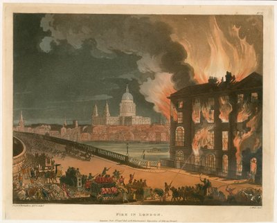 Brand in Londen. Gepubliceerd 1 september 1808 door English School