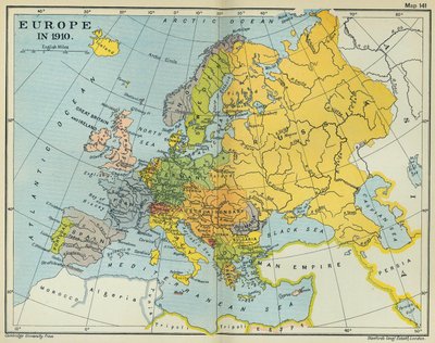 Kaart van Europa in 1910 door English School