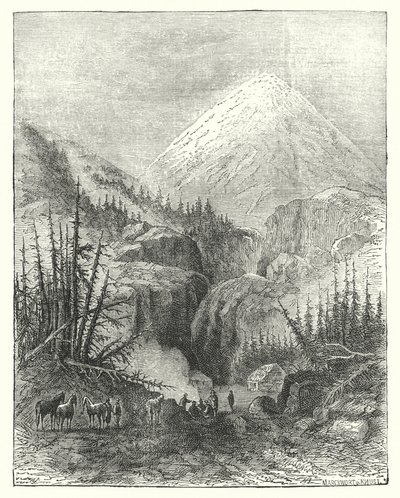 Popocatapetl, de Rokende Berg (gravure) door English School