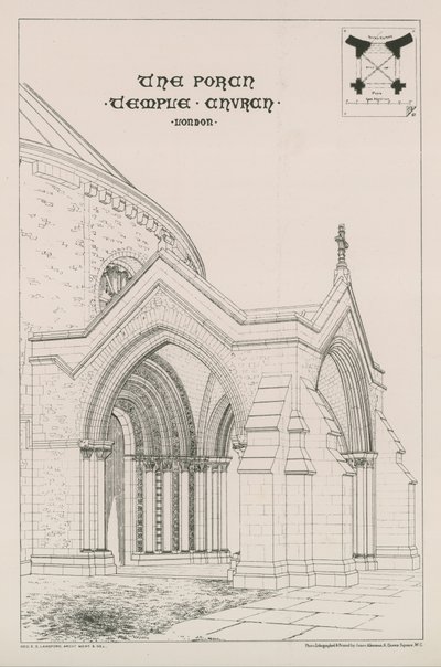 De portiek van de Temple Church door English School