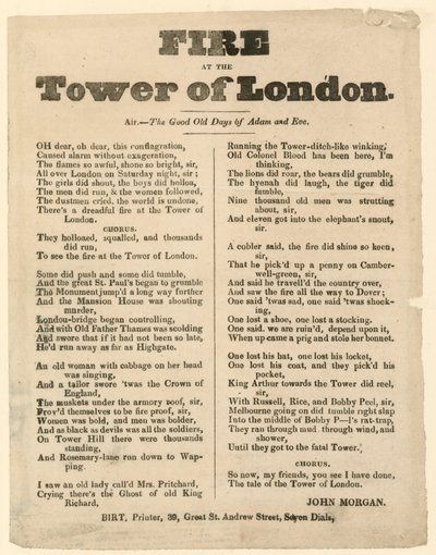 Brand in de Tower of London, 1841 door English School