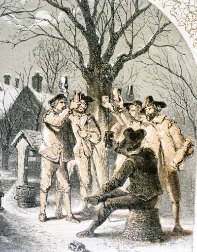 Wassailing de appelbomen, 1840 door English School