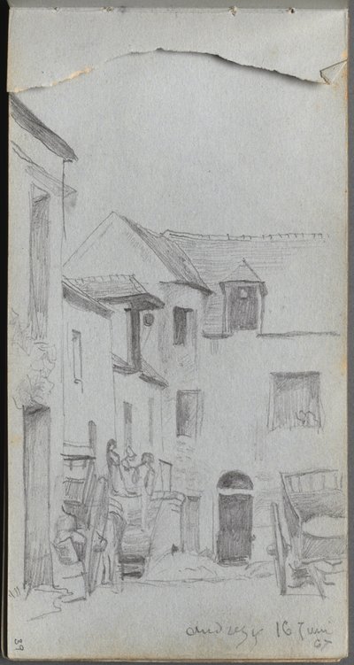 Schetsboek, pagina 39: Straatscène door Jean Louis Ernest Meissonier