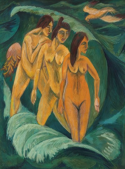 De drie badenden door Ernst Ludwig Kirchner