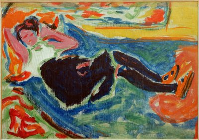 Vrouw met zwarte kousen door Ernst Ludwig Kirchner