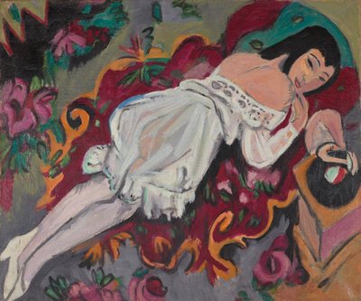 Meisje in witte chemise door Ernst Ludwig Kirchner