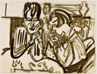 Paar aan tafel door Ernst Ludwig Kirchner