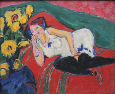 Rustende vrouw in wit hemd door Ernst Ludwig Kirchner