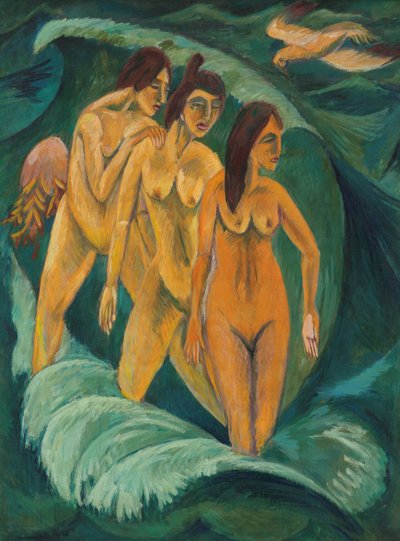 Drie baders, 1913 door Ernst Ludwig Kirchner