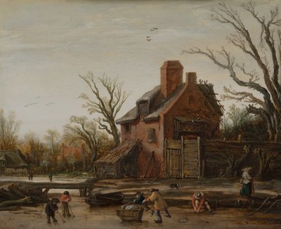 Winterlandschap met Boerderij door Esaias I van de Velde