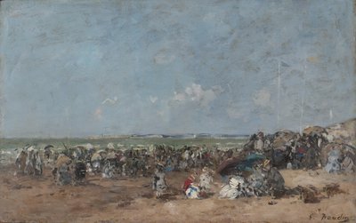 Strandscène in Trouville door Eugene Louis Boudin