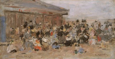 Strand bij Trouville, 1890 door Eugene Louis Boudin