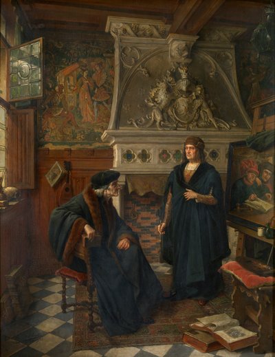 Erasmus en Quentin Matsys door Eugene Siberdt