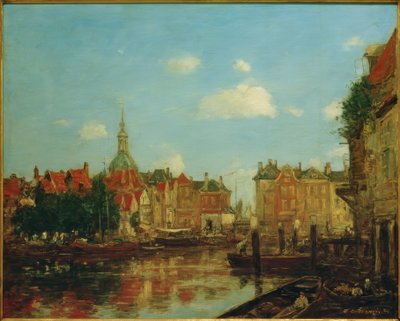 Gezicht op Dordrecht door Eugene Louis Boudin