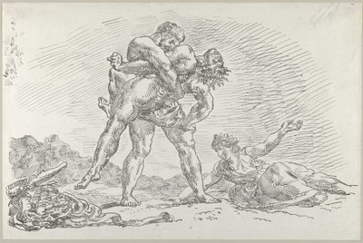 Hercules en Antaeus, 1852 door Eugène Delacroix