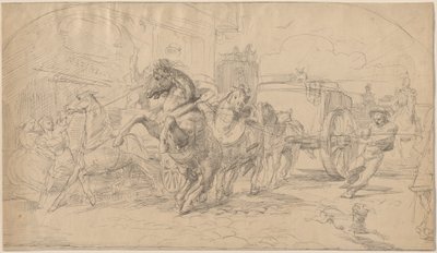 De weggelopen koets door Eugène Delacroix