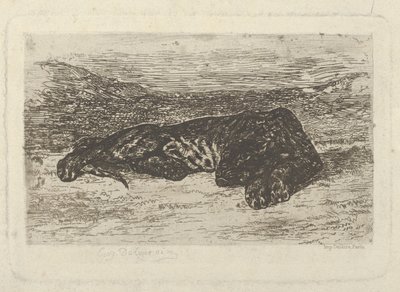 Tijger Liggend in de Woestijn door Eugène Delacroix