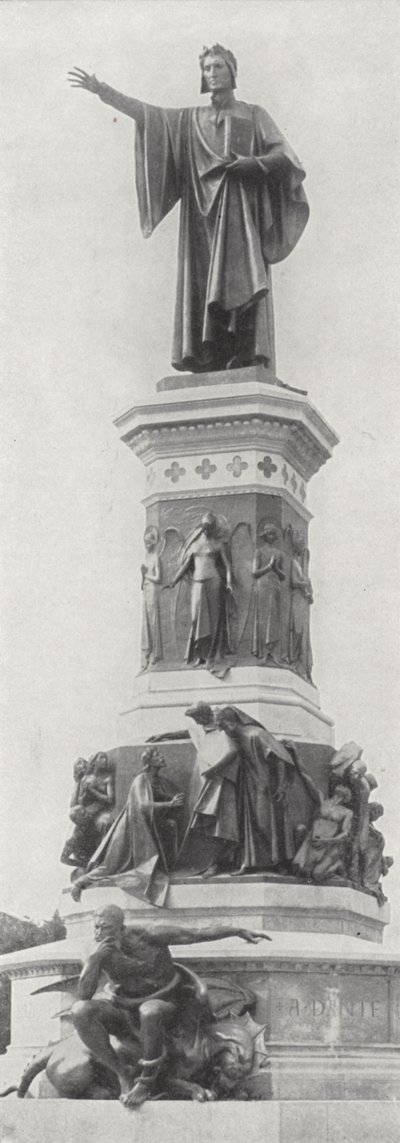 Monument Dante Alighieri, Trient (zwart-wit foto) door European Photographer