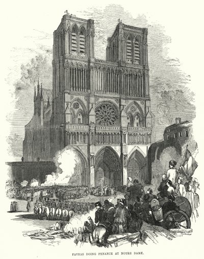 Favras doet boete in de Notre Dame (gravure) door European School