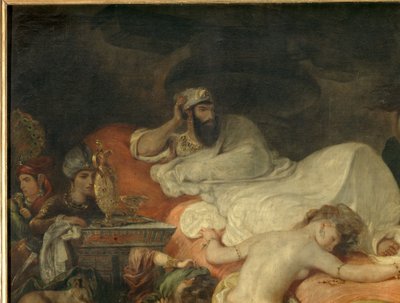 Detail: De dood van Sardanapale door Ferdinand Victor Eugene Delacroix