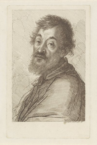 Portret van een man met baard door Francesco Bartolozzi