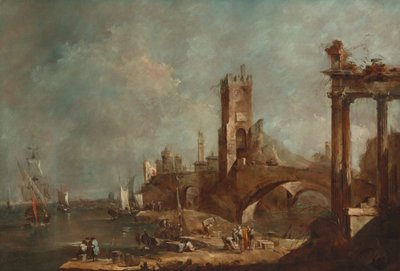 Capriccio van een haven door Francesco Guardi