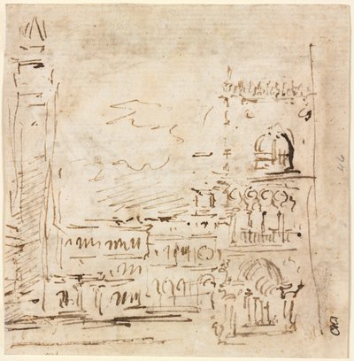 Piazza San Marco met het Paleis van de Doges door Francesco Guardi