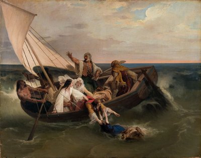 Boot met Griekse vluchtelingen, 1834 door Francesco Hayez