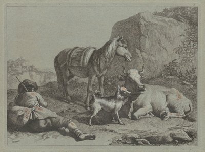 Liggende herder met een zak, ca. 1763 door Francesco Londonio