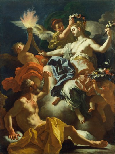 Aurora neemt afscheid van Tithonus door Francesco Solimena