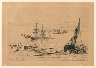 Een Brig voor Anker door Francis Seymour Haden