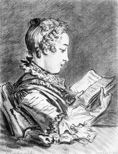 Marie-Jeanne Buzeau (1716-1796) (gravure) door Francois (after) Boucher