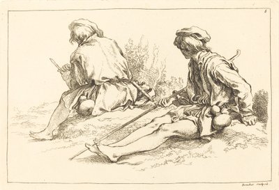 Zittende herdersjongens door François Boucher after Abraham Bloemaert