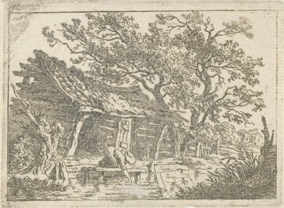 Landschap met een boerenschuur door François Joseph Pfeiffer (II)