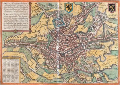 Plan van Gent, België door Franz Hogenberg