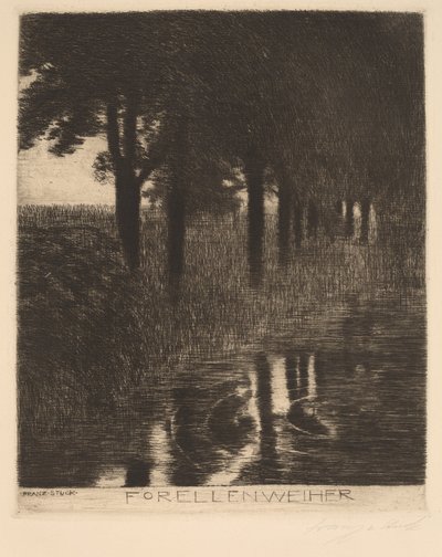 Forellen vijver door Franz von Stuck