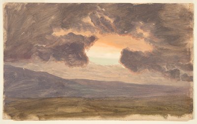 Zonsondergang over kale heuvels door Frederic Edwin Church