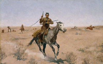 De vlucht (een salieborst pionier) 1895 door Frederic Remington