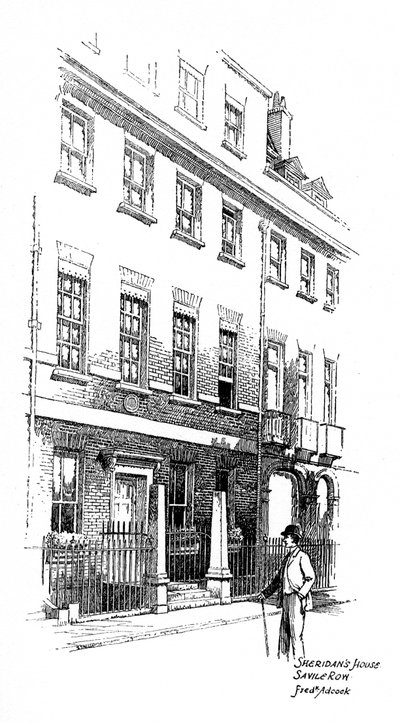 Sheridans huis, Savile Row, Londen, 1912 door Frederick Adcock