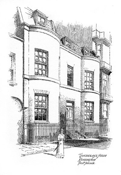 Het huis van William Makepeace Thackeray, Kensington, Londen, 1912 door Frederick Adcock