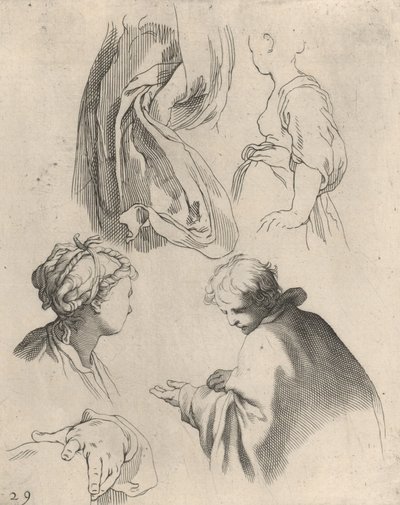 Figurenstudies, uit Tekenboek, 1650-1656 door Frederick Bloemaert