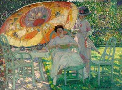 De tuinparasol door Frederick Carl Frieseke