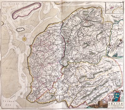 Kaart van Friesland (Duitsland) door Frederick de Wit