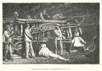 Batterie de perforatrices Sommeiller (gravure) door French School