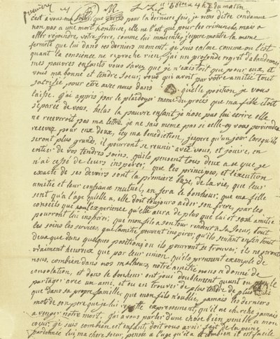 Facsimile van het testament van Marie Antoinette door French School